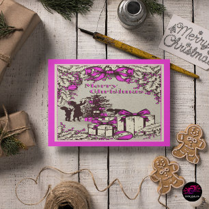 Kerstmis Vintage Kinderen Versieren Boom Feestdagenkaart