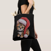 Kerstmis Vintage Kitten Kat Liefhebber Xmas Tote Bag (Dichtbij)