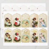 Kerstmis vintage knip uit cadeautag (Voorkant / Achterkant)