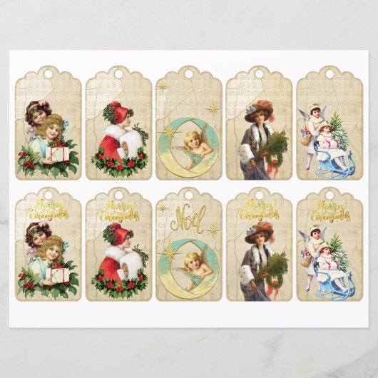 Kerstmis vintage knip uit cadeautag (Voorkant)