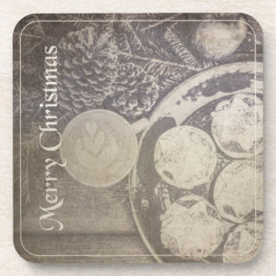 Kerstmis Vintage Koffie & Koekjes Bier Onderzetter