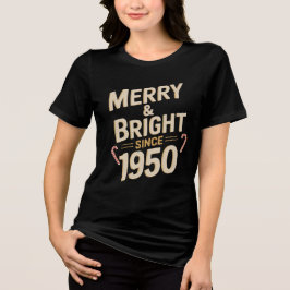 Kerstmis Vintage Lettering Blij & Stralend Sinds Tri-Blend Shirt