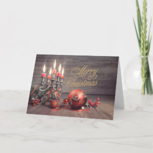 Kerstmis Vintage Ornamenten en Kaarsen  Kaart