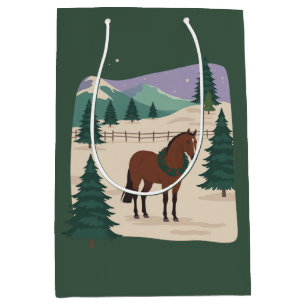 Kerstmis Vintage Paard 90s Stijl Retro Kerstboom Medium Cadeauzakje