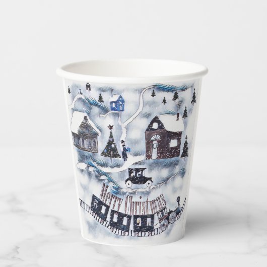 Kerstmis, Vintage Papieren Bord Bekers (Voorkant)