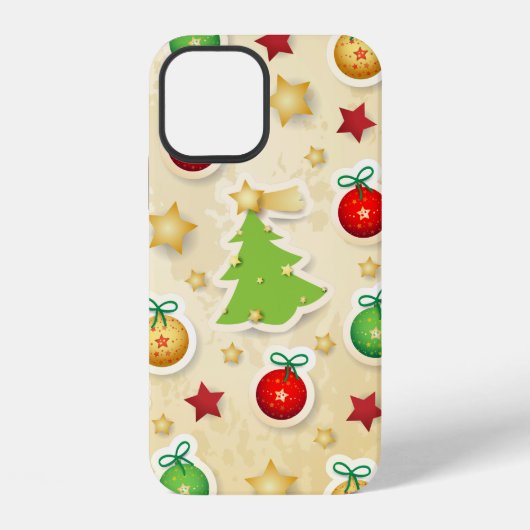Kerstmis Vintage Patroon iPhone Hoesje (Achterkant)