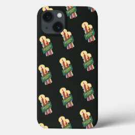 Kerstmis Vintage Patroon, Kaarsen Kerstvreugde iPhone 13 Hoesje