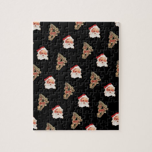 Kerstmis Vintage Patroon, Kerstman Legpuzzel (Verticaal)