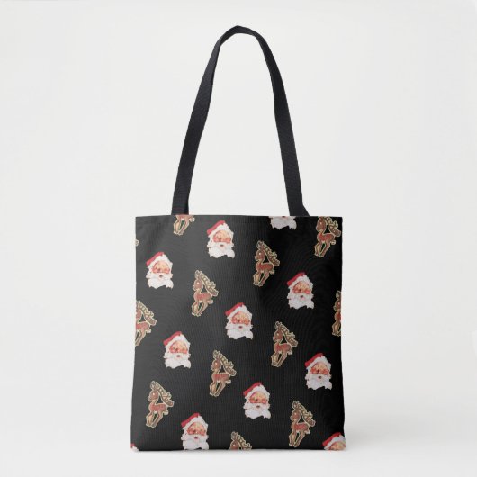 Kerstmis Vintage Patroon, Kerstman Tote Bag (Voorkant)