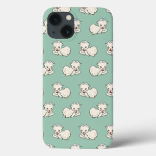 Kerstmis Vintage Patroon met Baby Lam op Groen Case-Mate iPhone Case