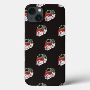 Kerstmis Vintage Patroon met Ingepakte Cadeaus iPhone 13 Hoesje