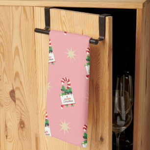 Kerstmis Vintage Patroon, Suikerstokjes met Roze Theedoek