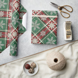 Kerstmis Vintage Plaid Hulst & Hert Patroon Cadeaupapier