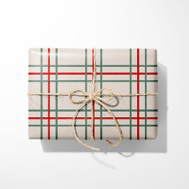 Kerstmis Vintage Plaid Inpakpapier - Beige