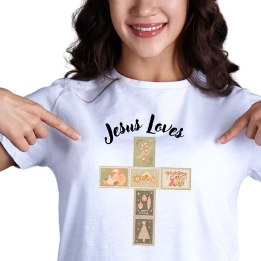 Kerstmis Vintage Postzegel Kruis Tri-Blend Shirt