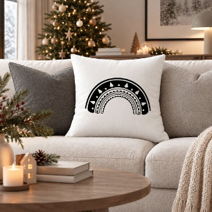 Kerstmis Vintage Regenboog Zwart Witte Worp Kussen