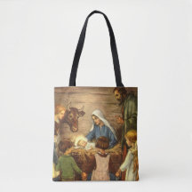 Kerstmis vintage, religieus geboortescène met baby