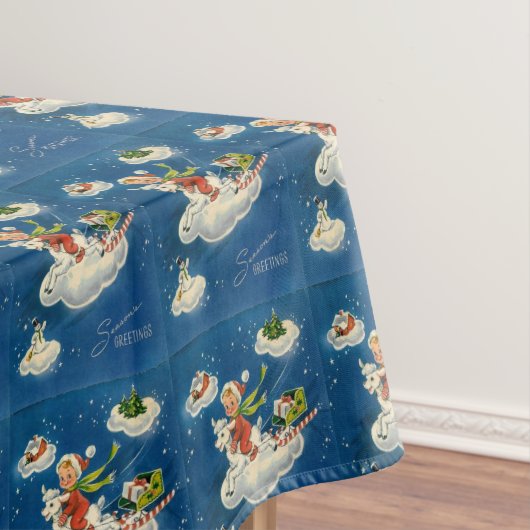 Kerstmis Vintage Retro Jongen Tafelkleed (Voorbeeld)