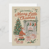 Kerstmis Vintage Retro Kerstman Cadeaus Vakantie Feestdagenkaart (Voorkant / Achterkant)