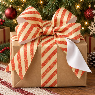 Kerstmis Vintage Rode Gestreepte Klassieke Patroon Satijnen Lint