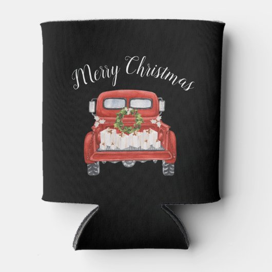 Kerstmis Vintage Rode Truck Blikjeskoeler (Voorkant)