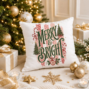 Kerstmis Vintage Rood Groen Vakantie Citaat Werpde Kussen