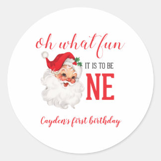 Kerstmis Vintage Sinterklaas Eerste Verjaardag Ronde Sticker