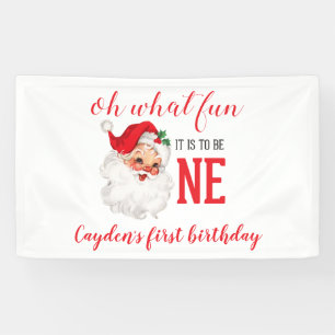 Kerstmis Vintage Sinterklaas Eerste Verjaardag Spandoek