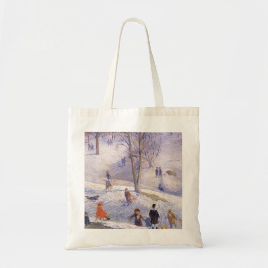 Kerstmis vintage, sleeën, Central Park Glackens Tote Bag (Voorkant)