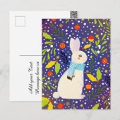 Kerstmis Vintage Sneeuwkonijn Winter Feestdagenkaart (Voorkant / Achterkant)