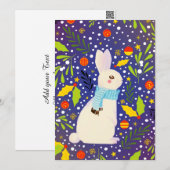 Kerstmis Vintage Sneeuwkonijn Winter  Feestdagenkaart (Voorkant / Achterkant)