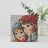 Kerstmis vintage - Sneeuwvlok zusters Kaart (Staand voorkant)