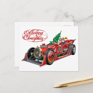 Kerstmis vintage sportauto briefkaart