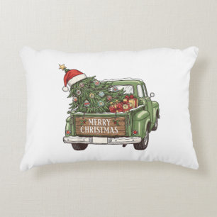 Kerstmis Vintage Truck Prettig Kerstfeest Mannen V Accent Kussen