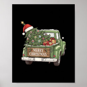 Kerstmis Vintage Truck Prettig Kerstfeest Mannen V Poster
