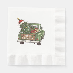 Kerstmis Vintage Truck Prettig Kerstfeest Mannen V Servet