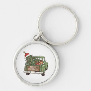 Kerstmis Vintage Truck Prettig Kerstfeest Mannen V Sleutelhanger