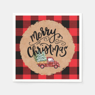 Kerstmis Vintage Truck Script Servetten