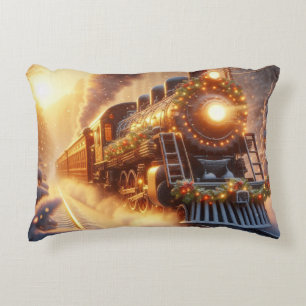 Kerstmis Vintage Vakantietrein Sneeuwige Winter Accent Kussen