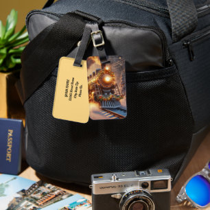 Kerstmis Vintage Vakantietrein Sneeuwige Winter Bagagelabel