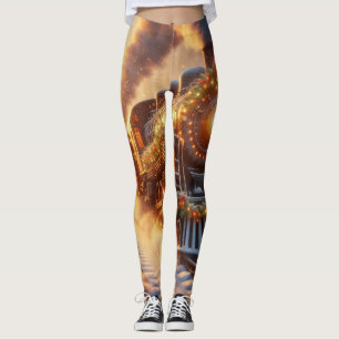 Kerstmis Vintage Vakantietrein Sneeuwige Winter Leggings