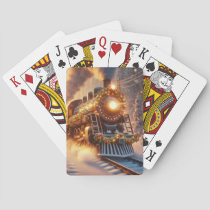 Kerstmis Vintage Vakantietrein Sneeuwige Winter Pokerkaarten