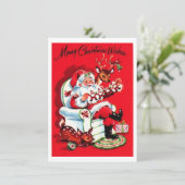 Kerstmis Vintage Veel Wensen Feestdagenkaart (Staand voorkant)