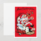 Kerstmis Vintage Veel Wensen Feestdagenkaart (Voorkant / Achterkant)