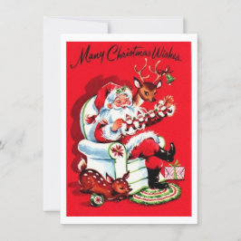 Kerstmis Vintage Veel Wensen Feestdagenkaart