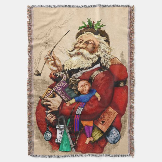 Kerstmis vintage, Victoriaanse Kerstman Pijp Speel Deken (Voorkant Verticaal)