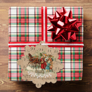 Kerstmis Vintage Victoriaanse Sjabloon Sinterklaas Ornament Kaart