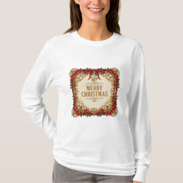 Kerstmis Vintage Weelderige Gouden Lijst T-shirt