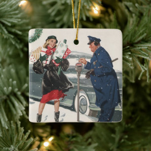 Kerstmis Vintage, Winkelen Kado's Politieagent Keramisch Ornament