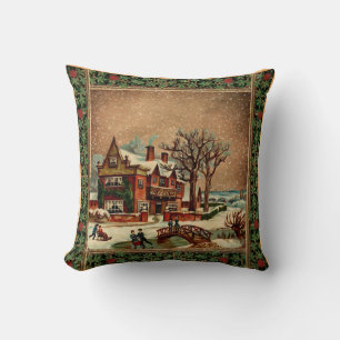 Kerstmis vintage winter feestelijke retro stijl kussen